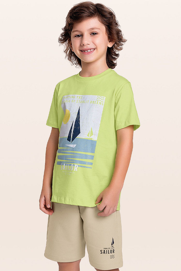 Conjunto camiseta sailor e bermuda