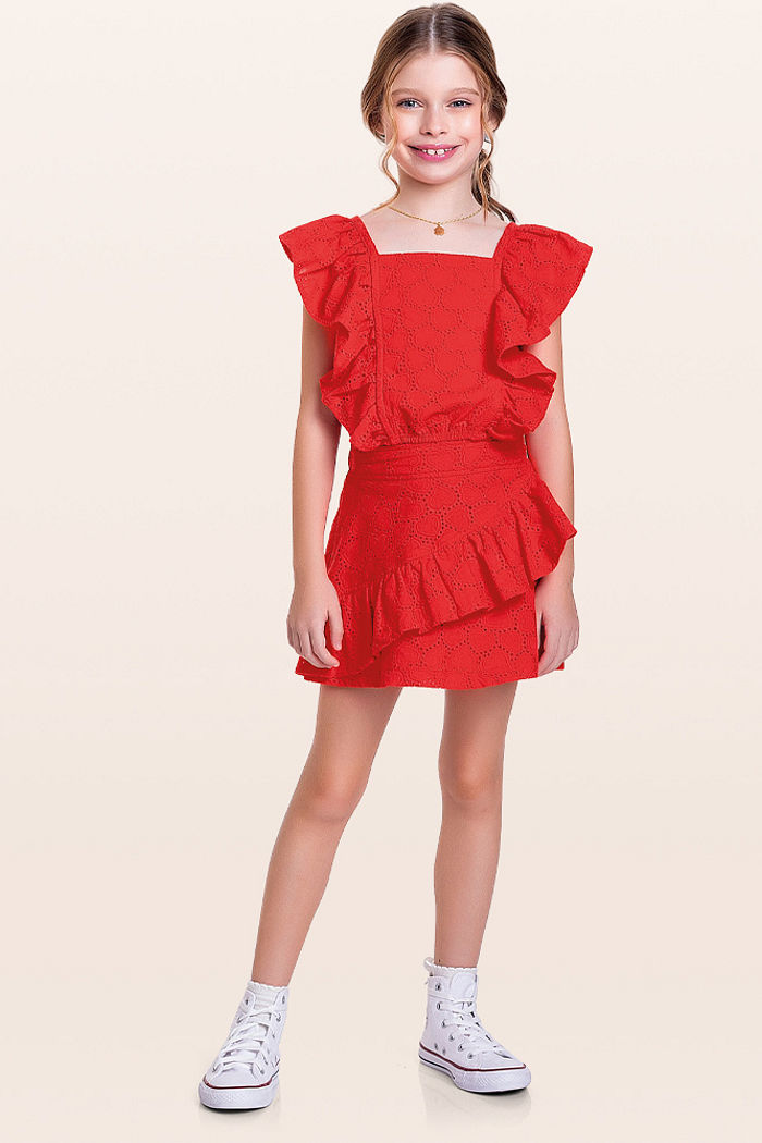 Short-saia em laise coração