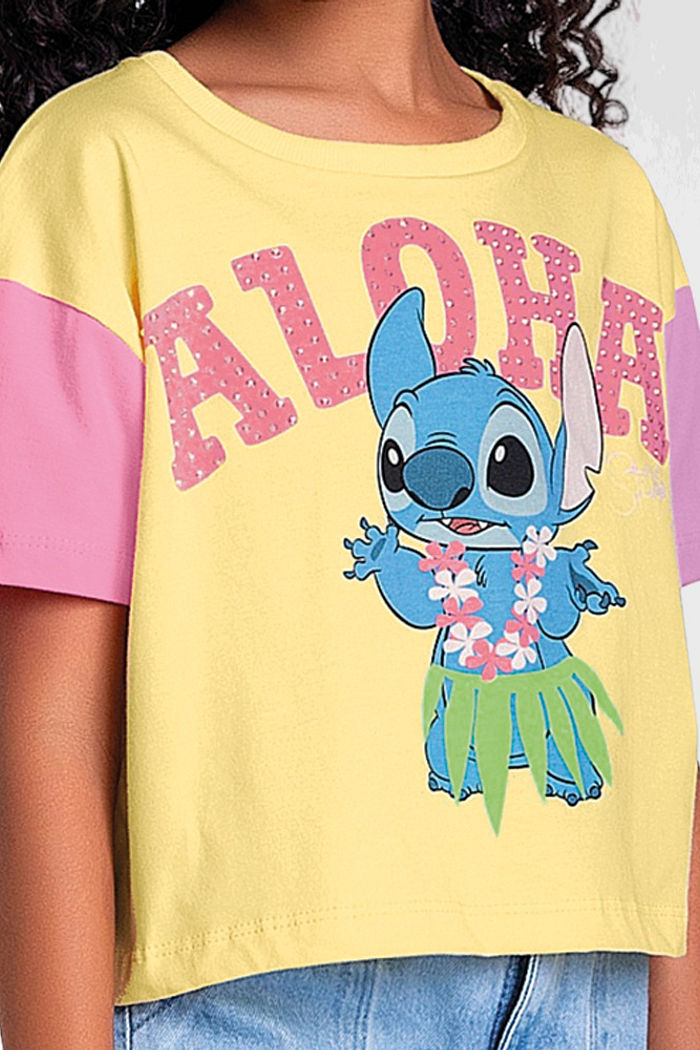 Blusa em meia malha aloha lilo stitch