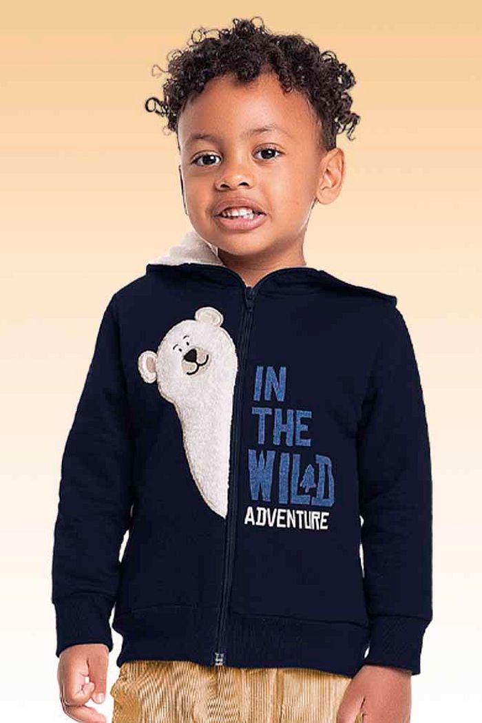 Jaqueta com capuz em moletom