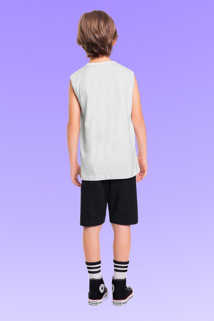 Conjunto regata em meia malha e bermuda em moletinho Batman