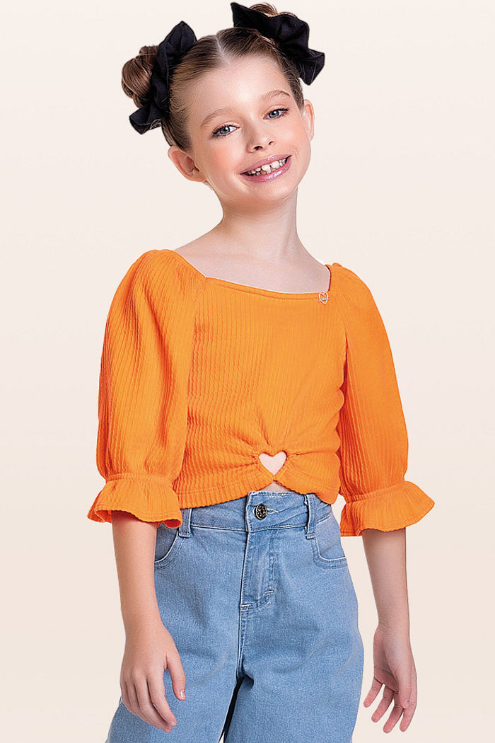 Blusa em malha candy coração