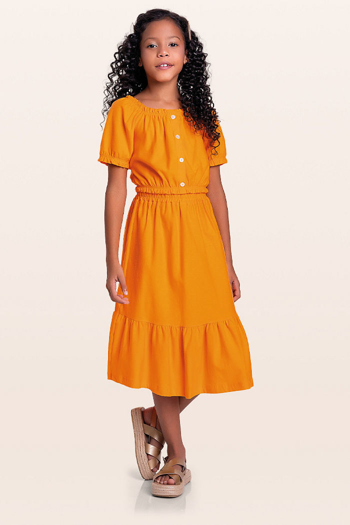 Conjunto blusa cropped e saia midi em cotton flamê