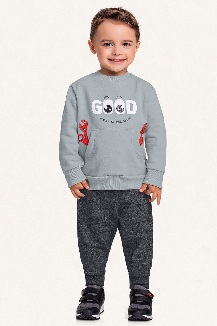 Conjunto blusão em moletom e calça em moletom molinê good work