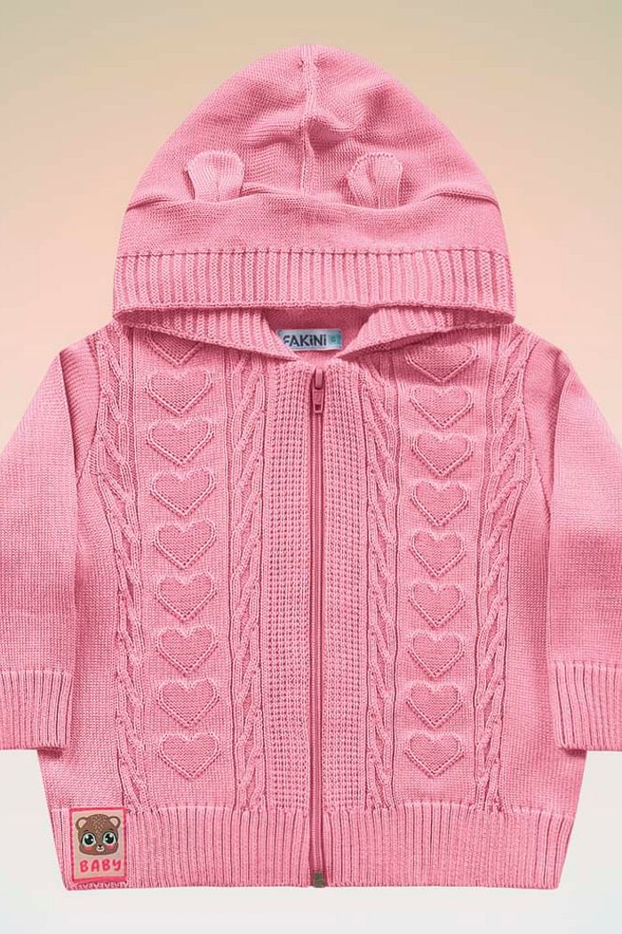 Jaqueta com capuz em tricot