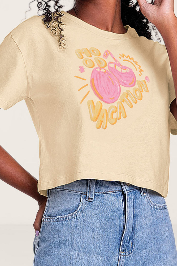 Blusa cocos em meia malha tropical