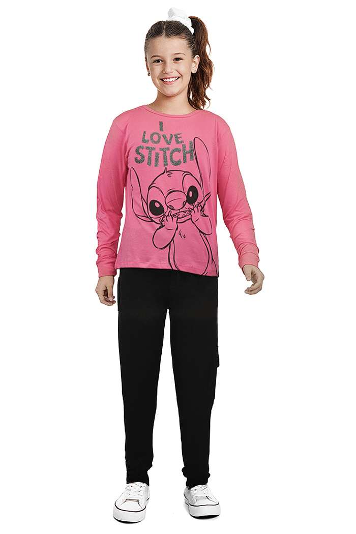Blusa manga longa Lilo & Stitch