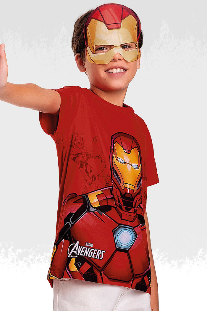 Camiseta em meia malha vingadores com mascara