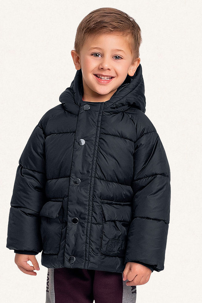 Jaqueta puffer com capuz e forro