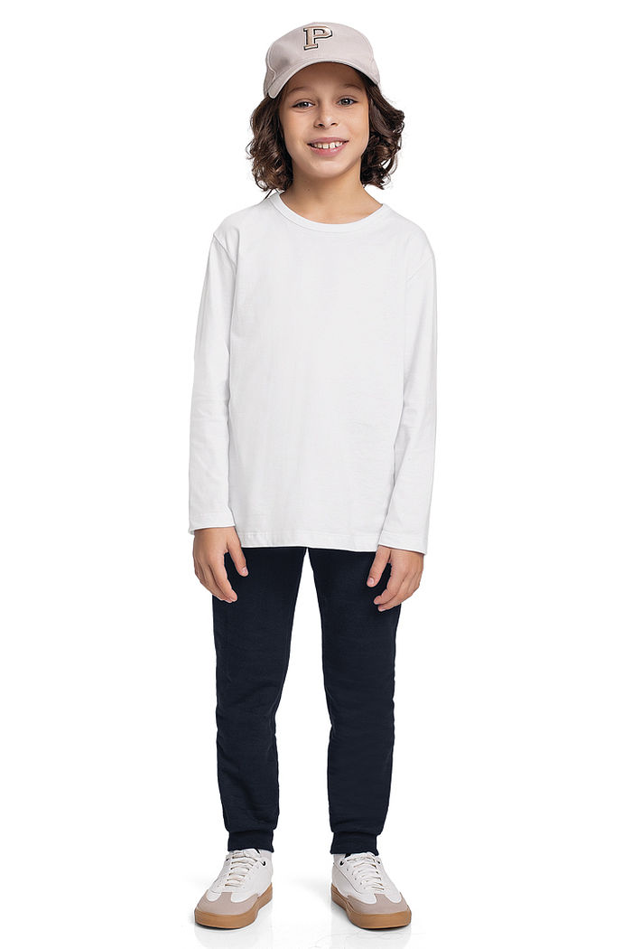 Camiseta manga longa básica em meia malha menino