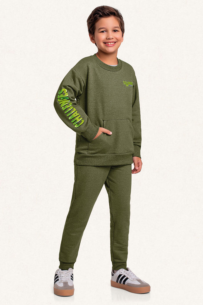 Conjunto blusão e calça em moletom molinê challenges