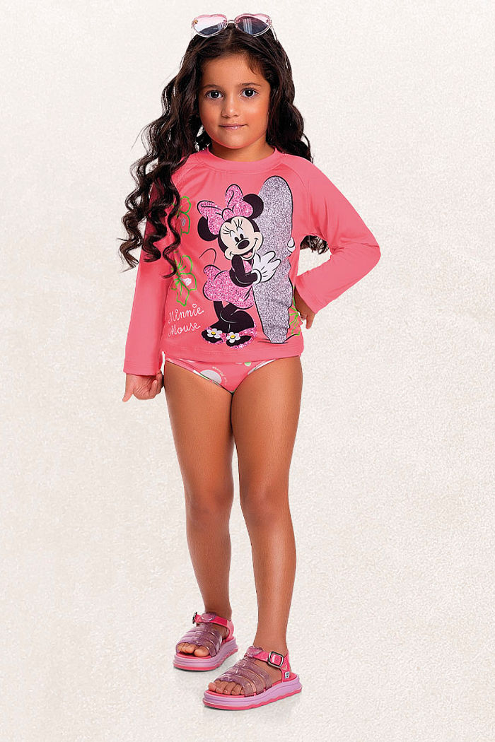 Conjunto blusa manga longa e calcinha minnie