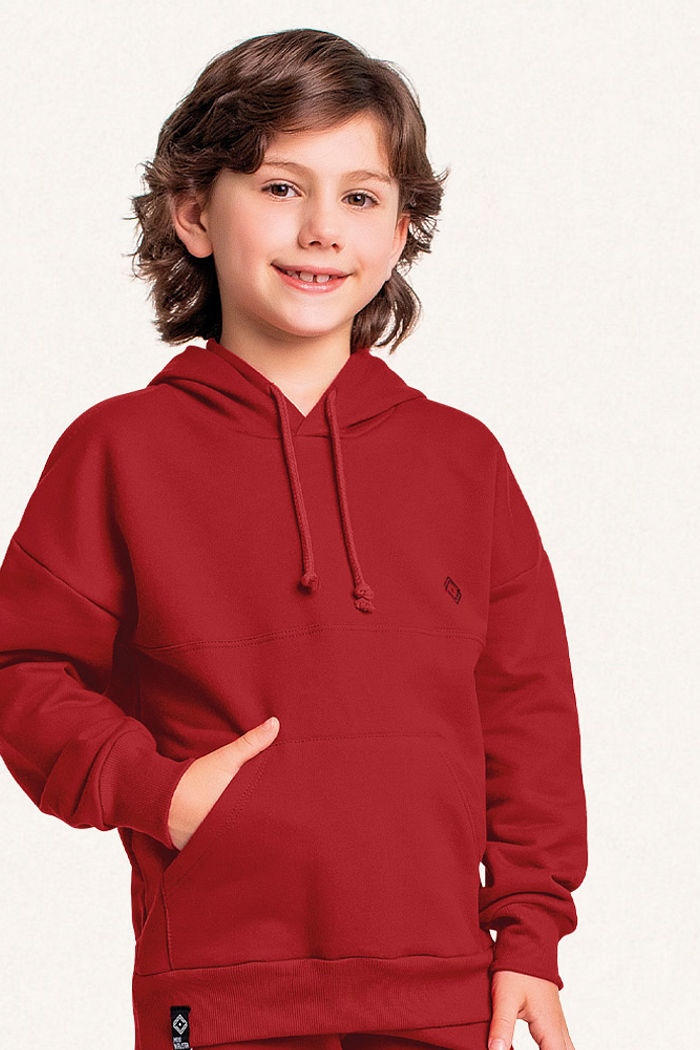 Blusão com capuz e bolso em moletom minimalista