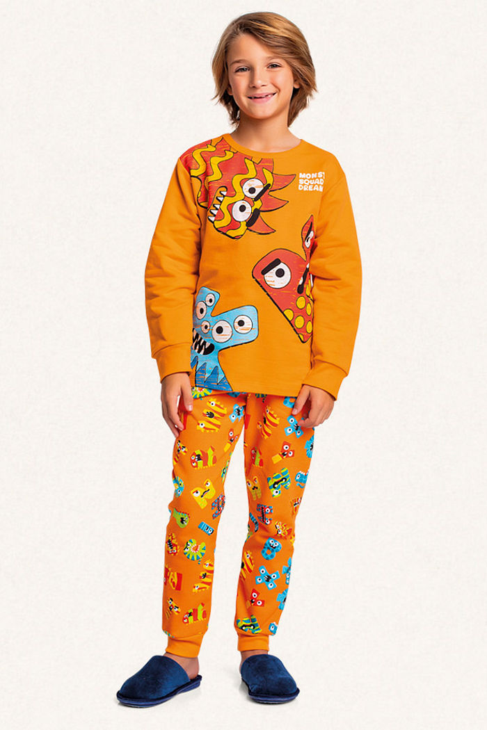 Conjunto pijama blusão e calça em moletom monster