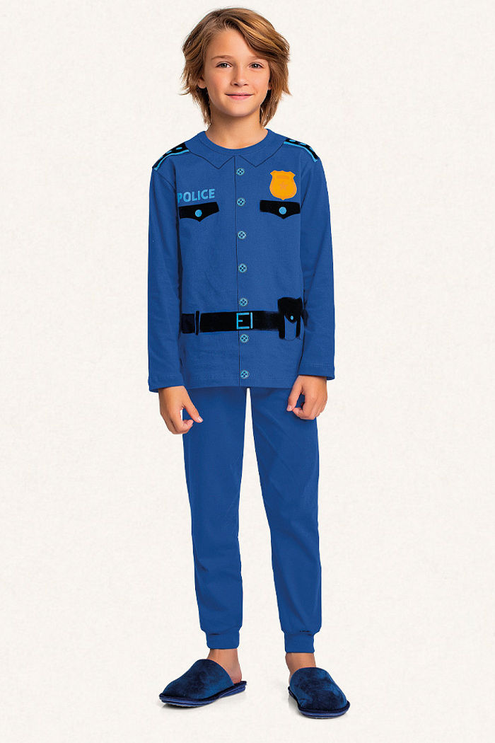 Conjunto pijama camiseta manga longa e calça em meia malha profissões