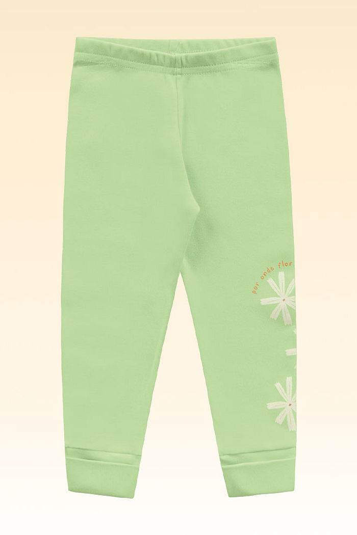 Calça em suedine com estampa de flores