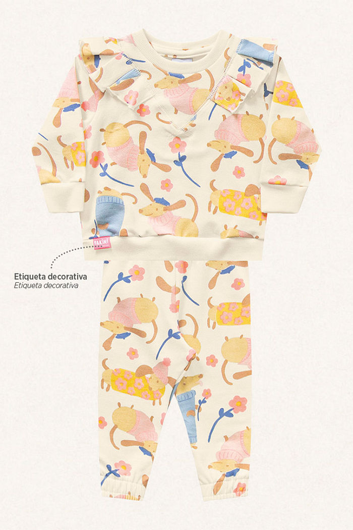 Conjunto blusão e calça em molecotton dogs