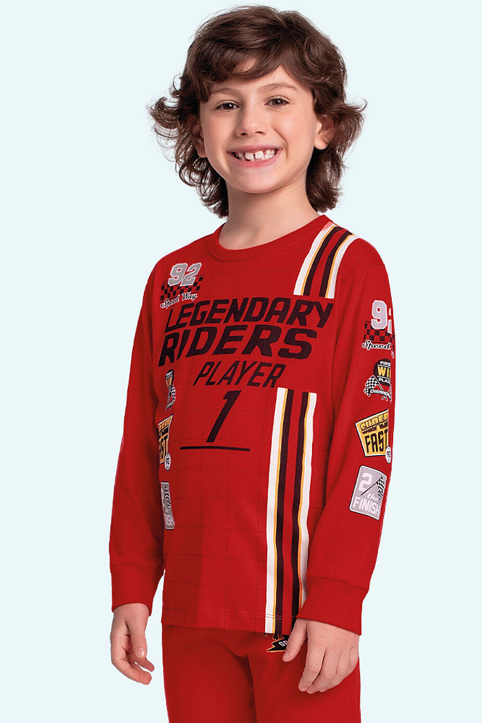 Conjunto pijama camiseta manga longa e calça uniforme de corrida