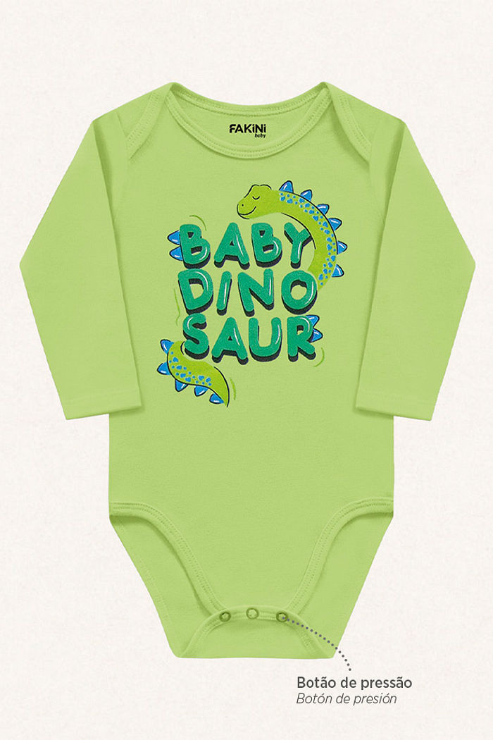 Body manga longa em suedine baby dino