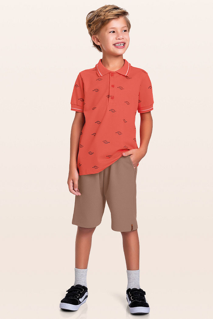 Bermuda em moletinho com cadarço e bolso