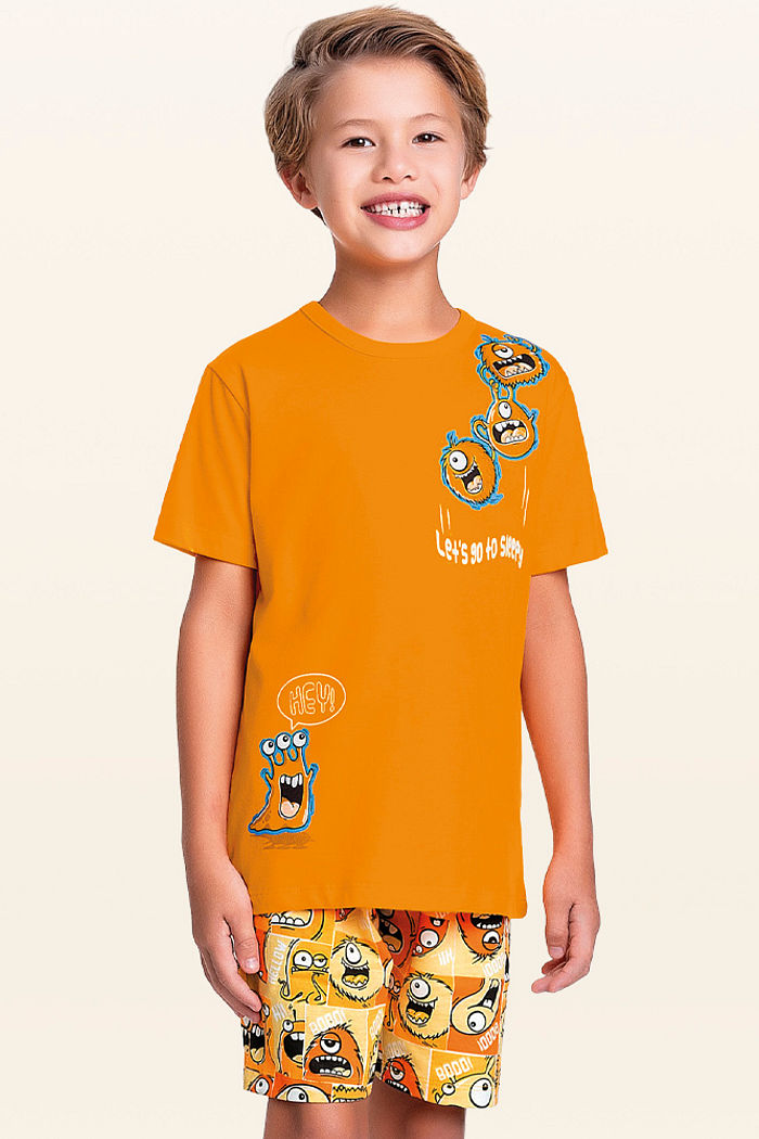 Conjunto pijama camiseta e bermuda mostrinho