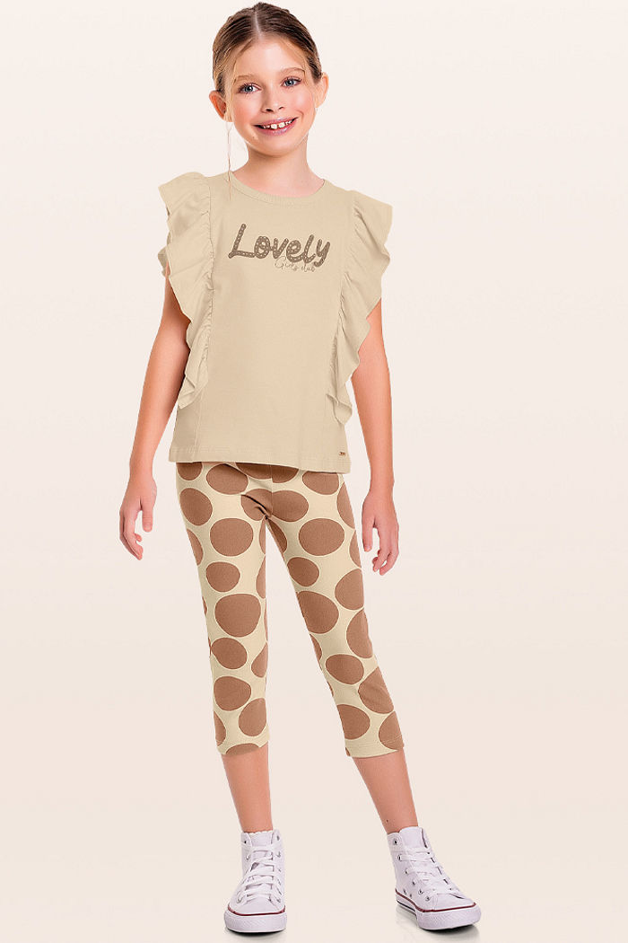 Conjunto blusa e capri lovely poá fashion