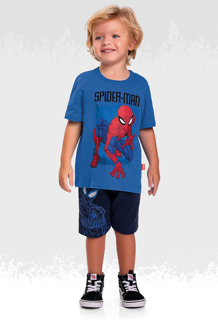 Conjunto camiseta e bermuda homem-aranha