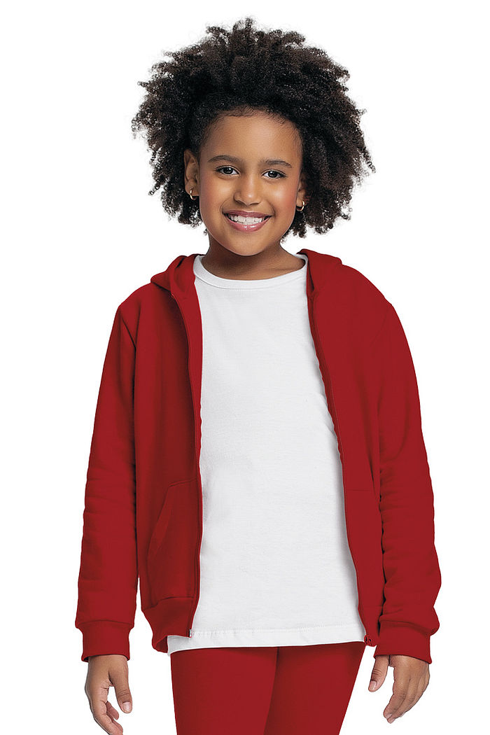 Jaqueta básica com capuz em moletom menina