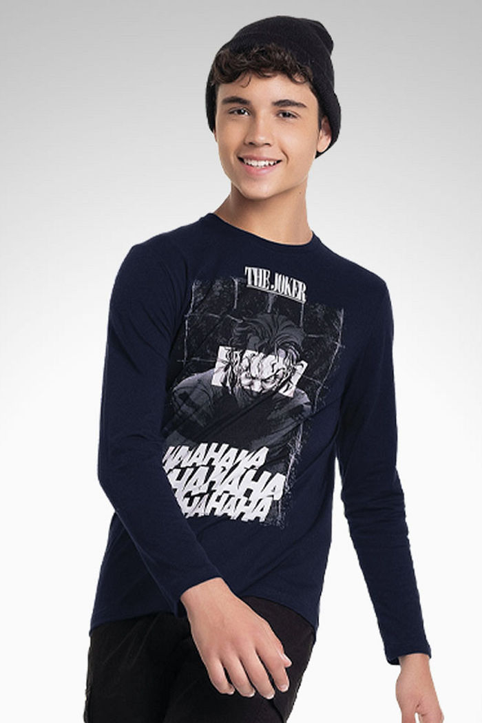 Camiseta manga longa em meia malha batman