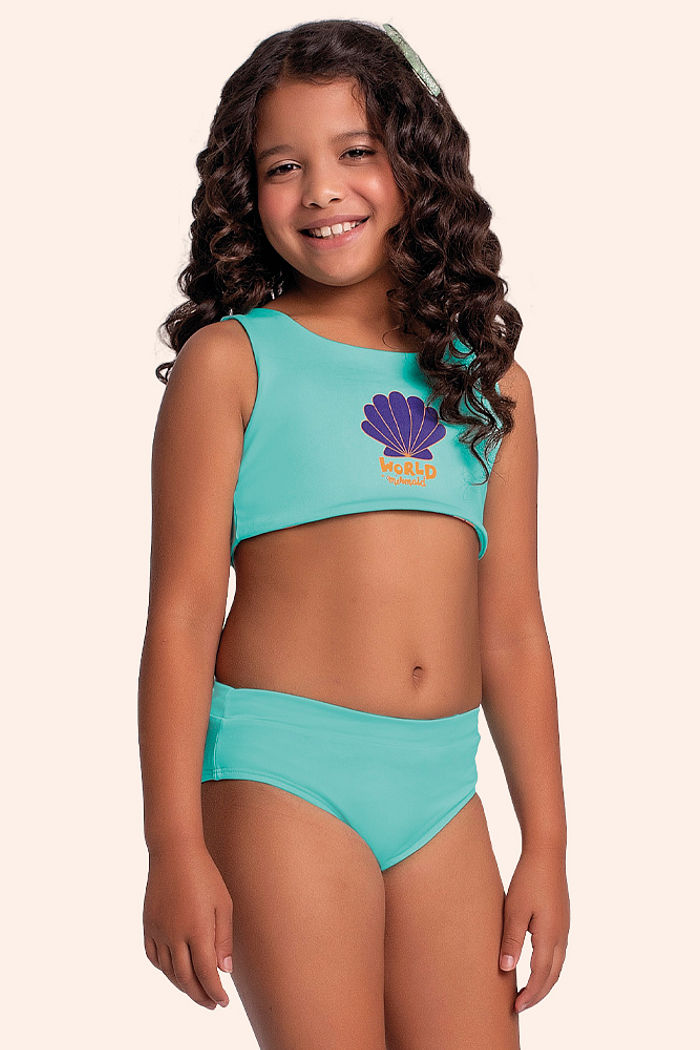 Conjunto biquíni top dupla face sublimado e calcinha com forro em cotton poliéster