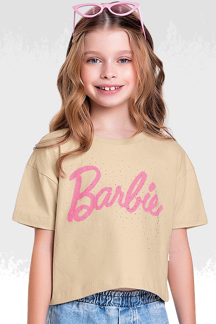 Blusa em meia malha barbie com strass