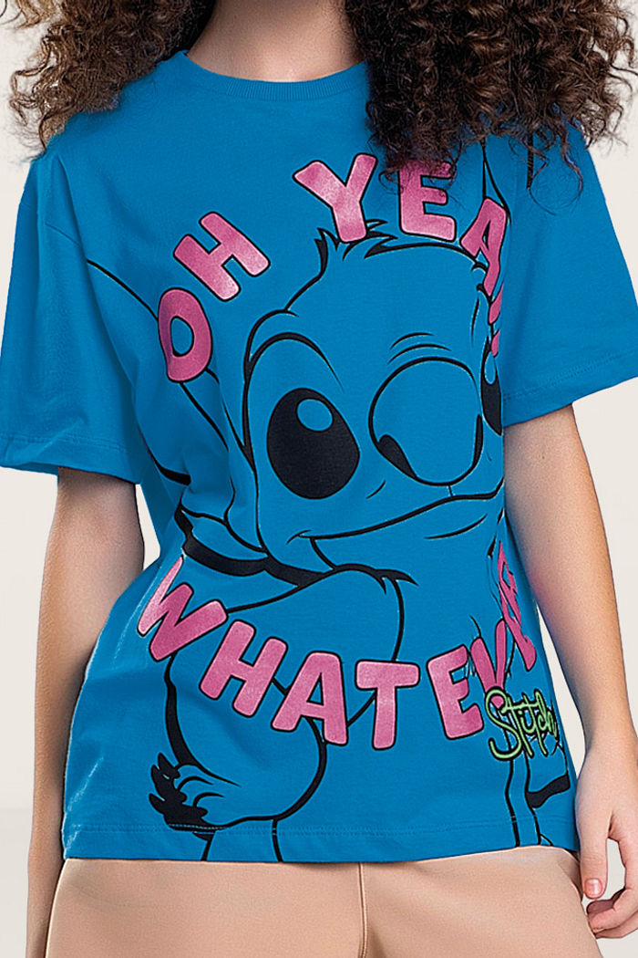 Blusa em meia malha Lilo & Stitch