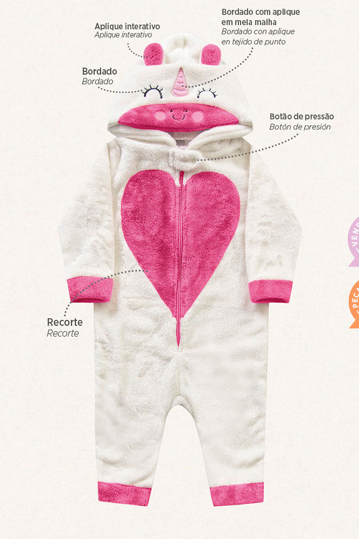 Kigurumi unicórnio em fleece