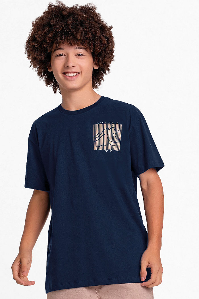 Conjunto camiseta waves e bermuda em tecido ecotex