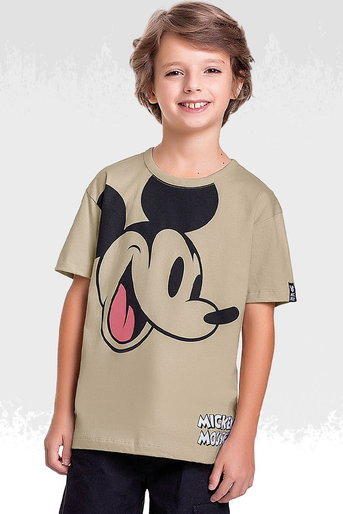 Camiseta em meia malha cara do mickey