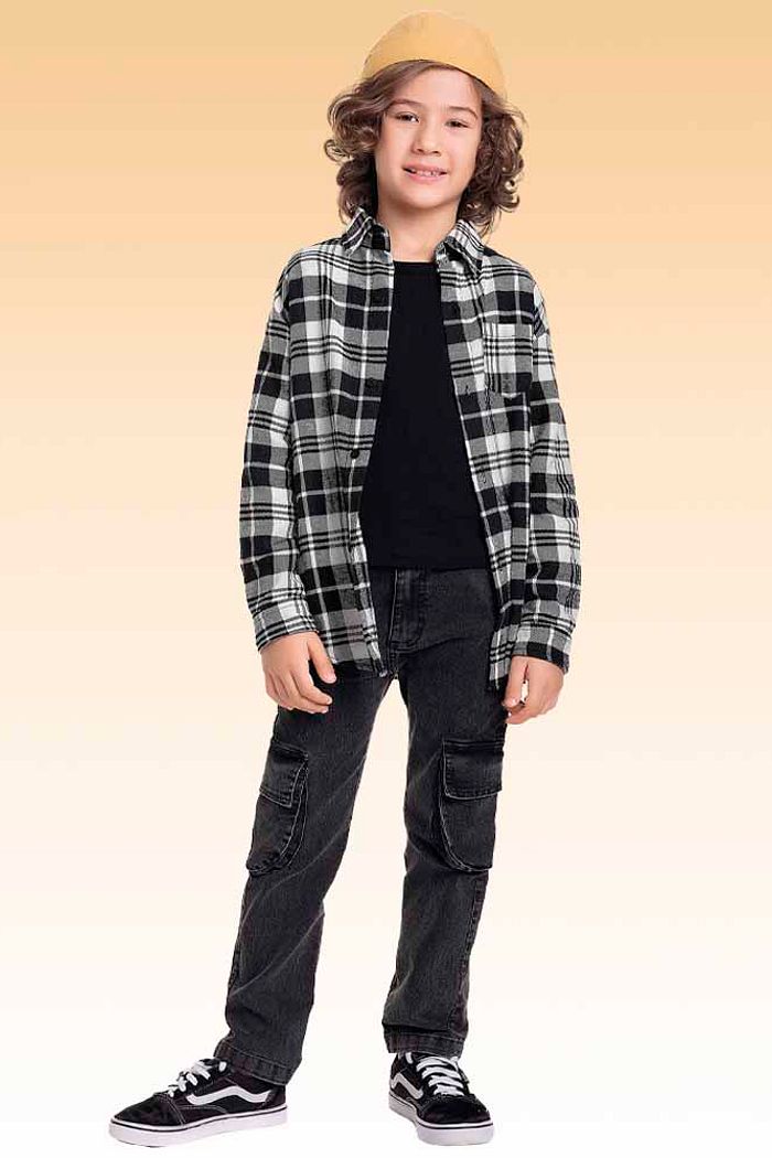 Camisa manga longa em tecido xadrez Joy Zelo