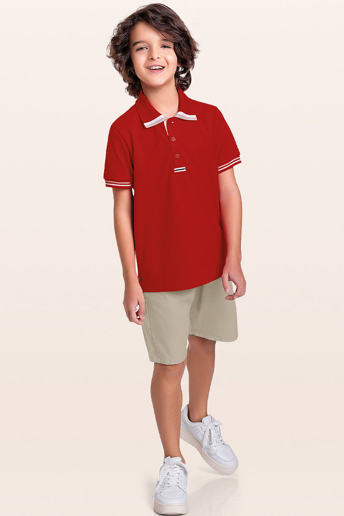 Conjunto camisa polo e bermuda com bolso