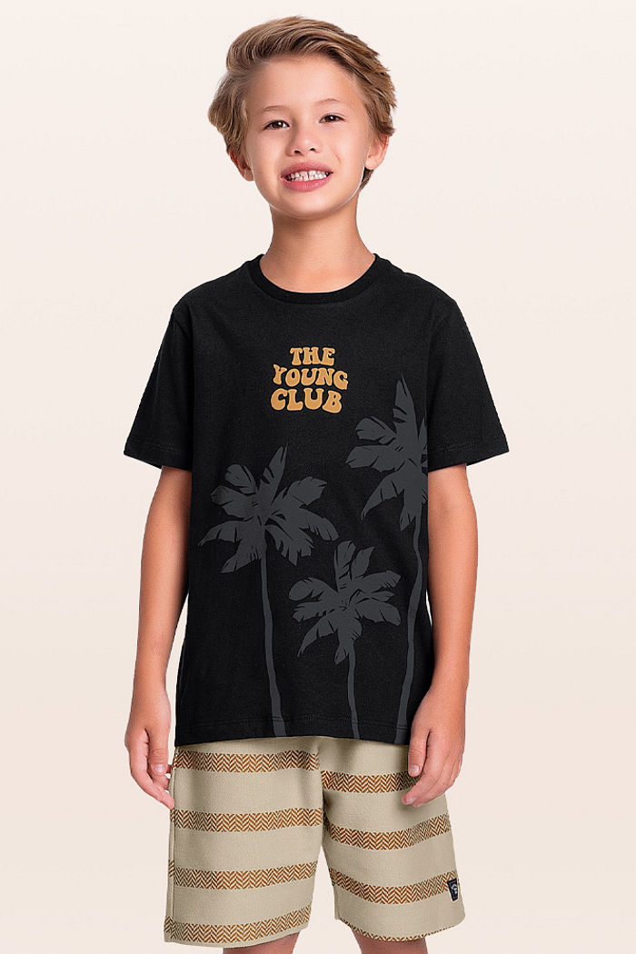 Conjunto camiseta e bermuda tropical