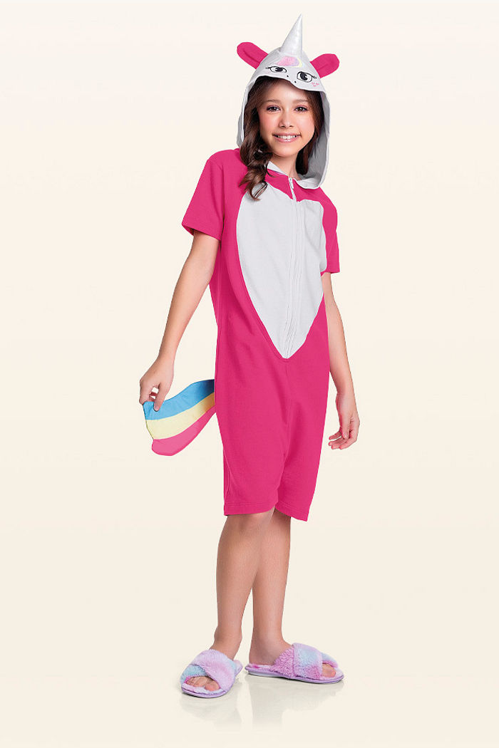 Kigurumi unicórnio em moletinho