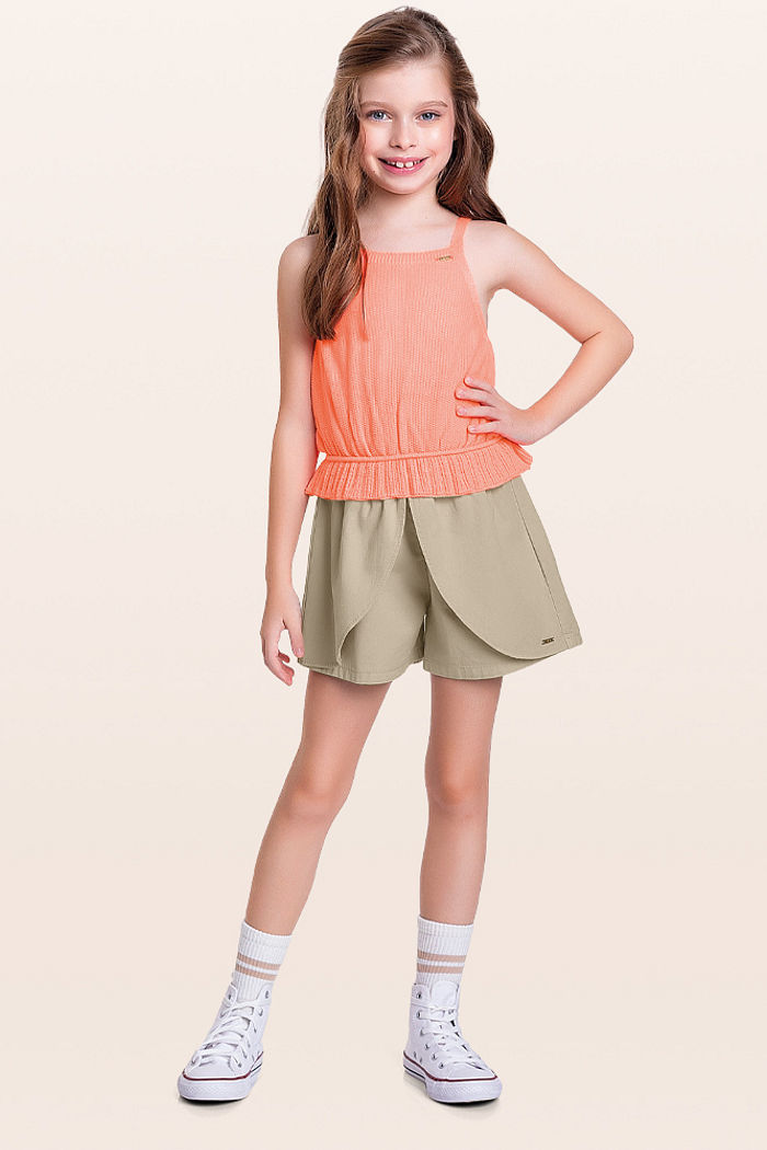 Short em sarja queen sobreposição