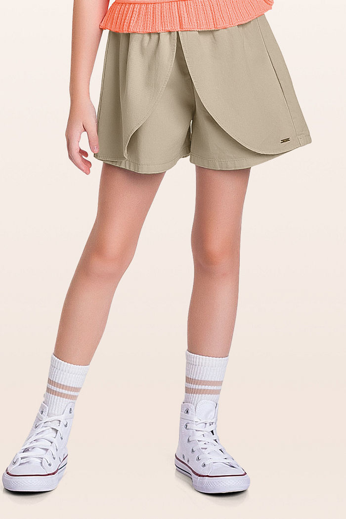 Short em sarja queen sobreposição