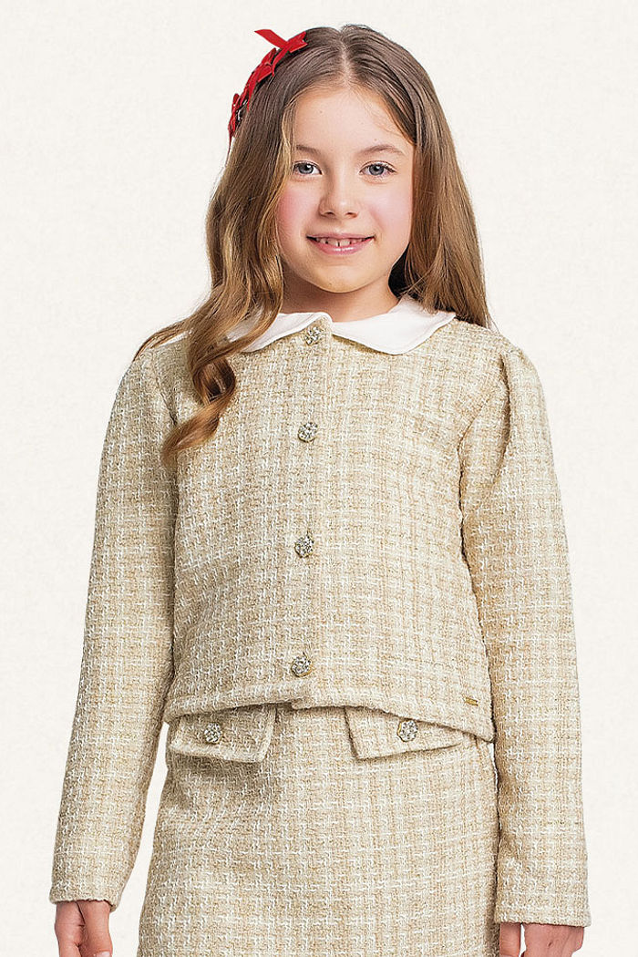 Casaco aberto com botões em Tweed