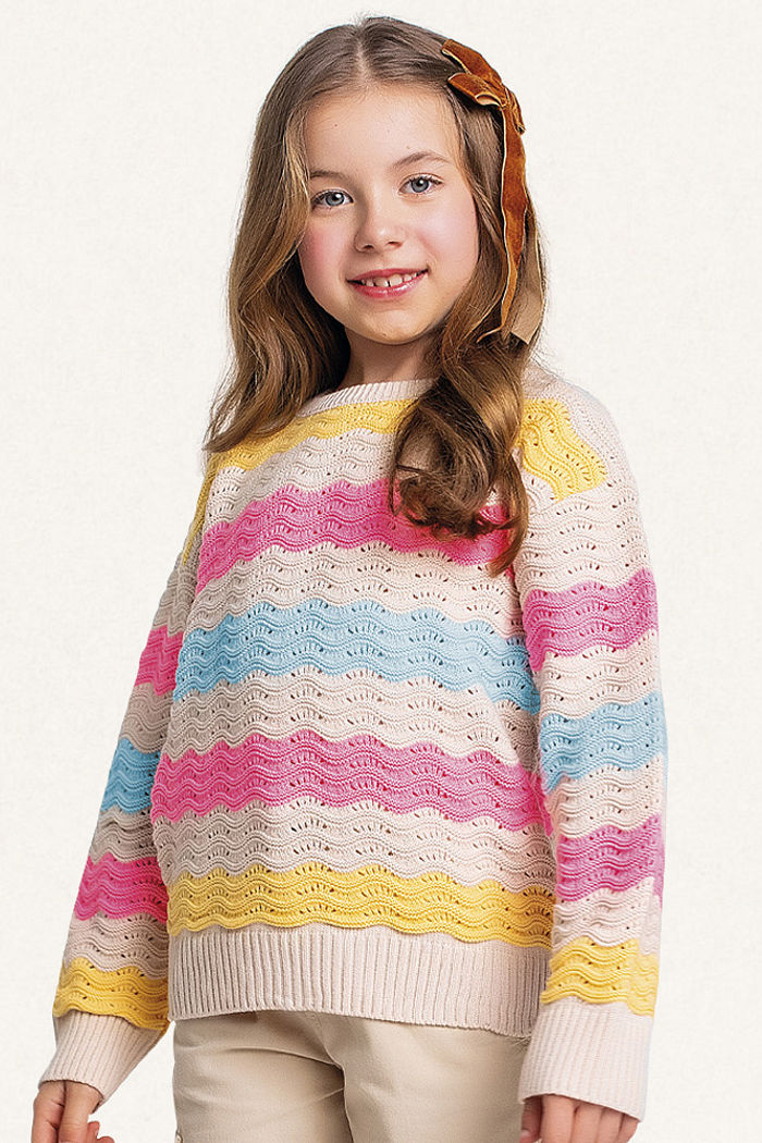 Casaco fechado em tricot com listras