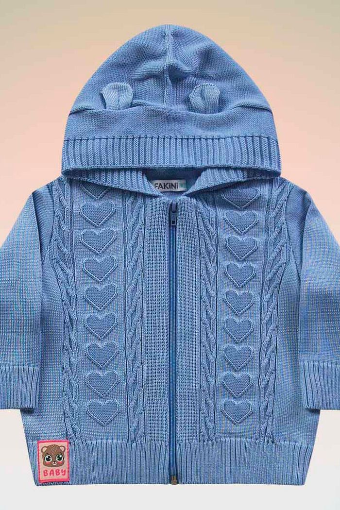 Jaqueta com capuz em tricot