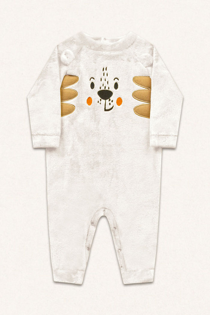 Macacão manga longa em tecido fleece bichinho