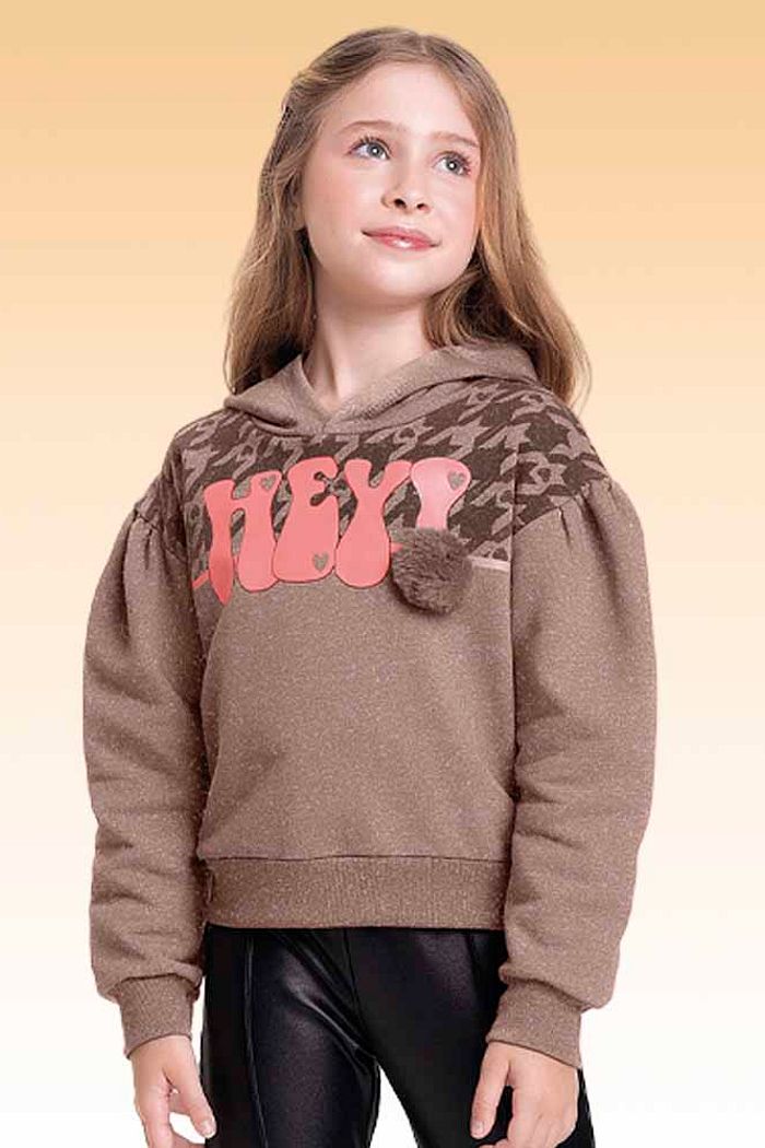 Blusão com capuz em moletom molinê