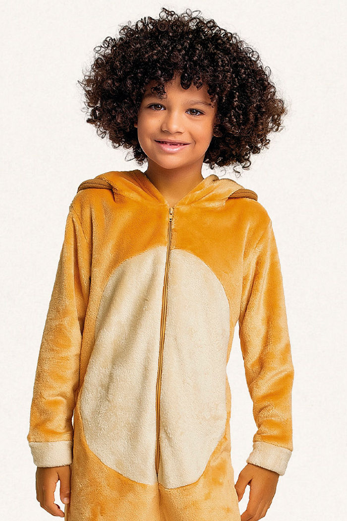 Kigurumi leão em tecido fleece