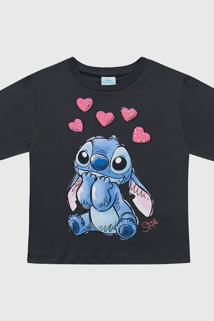 Blusa em meia malha com lantejoulas Stitch