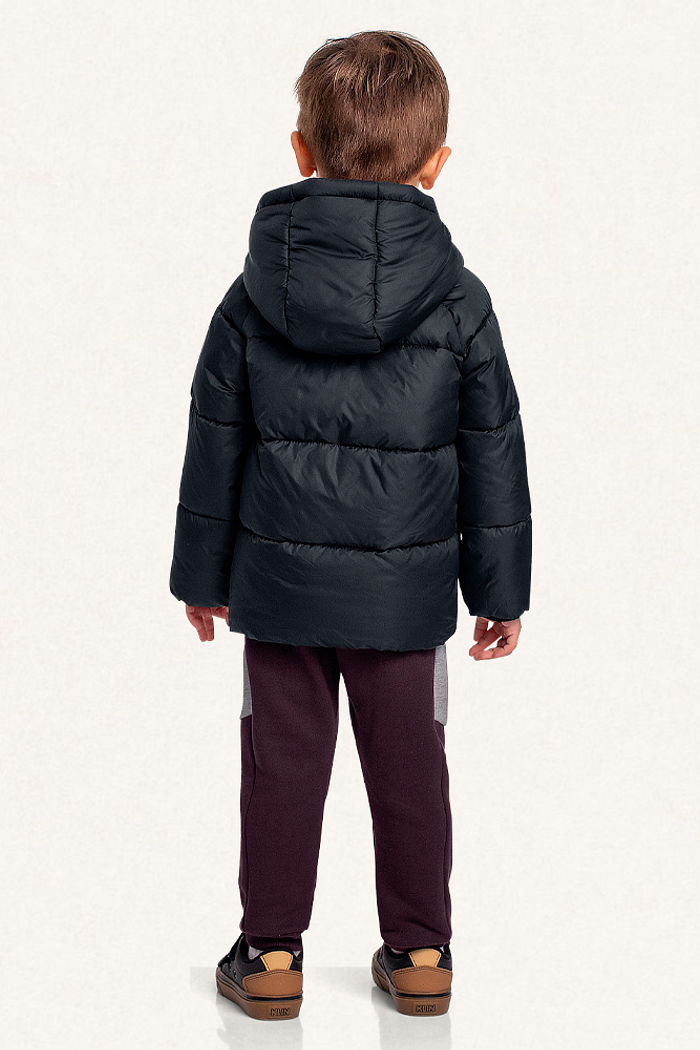 Jaqueta puffer com capuz e forro