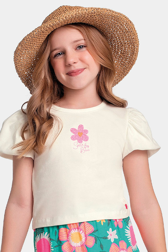 Conjunto blusa e saia florida